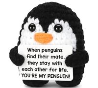 Gifts for Her from Husband, Handmade Crochet Emotional Mini Funny Penguin, Romantic Birthday Wedding Anniversary Valentines Gifts for Women, Wife, Small Cute Decor Present for Her