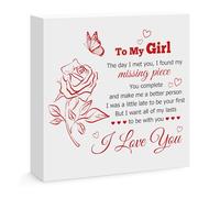 Gifts for Her Girlfriend To My Girl Wooden Box Sign Decor for Home Bedroom Office Shelf Table Desk Decor Christmas Birthday Gifts for Girlfriend Anniversary Valentines Gifts for Women