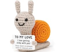 Gifts for Her Him Girlfriend Boyfriend, to My Love Positive Handmade Crochet Animals, Cute Snail Birthday Gifts for Men Women, Romantic for Wife Husband Couple