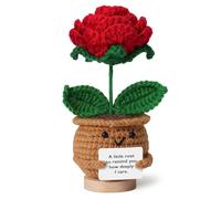 Gifts for Him Her Boyfriend Girlfriend-to My Love Handmade Crochet Rose,Romantic Knitted Flower Present, Wedding Anniversary Birthday Valentine’s Day Gift for Wife Husband (A Little Rose Remind You)