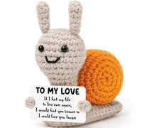 Gifts for Him Her Girlfriend Boyfriend, to My Love Positive Handmade Crochet Animals, Cute Snail Birthday Gifts for Men Women, Romantic Anniversary Present for Husband Wife Couple