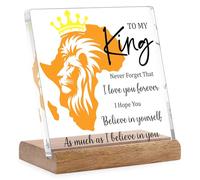 Gifts for Husband Boyfriend - I Love You Gifts for Him, Anniversary Valentines Day Gifts for Men Fiance, I Miss You Romantic Long Distance Relationship Gifts to My King Lion Themed Acrylic Plaque