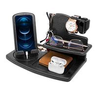 Gifts for Men Bedside Organiser Wood Phone Docking Station Dad Birthday Gifts for Him Nightstand Key Wallet Watch Stand Mens Gifts for Xmas Presents for Dad Husband Boyfriend Anniversary & Christmas