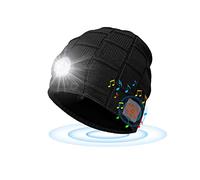 Gifts for Men, Bluetooth Beanie Hat with Light Upgraded V5.0 Bluetooth Hat with Torch Built in for Running Wireless Music Beanie USB Rechargeable Gifts Stocking Fillers for Men Black Checkered