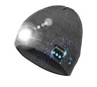 Gifts for Men, Bluetooth Beanie Hat with Light Upgraded V5.0 Bluetooth Hat with Torch Built in for Winter Running Wireless Music Beanie USB Rechargeable Gifts Stocking Fillers for Men Grey