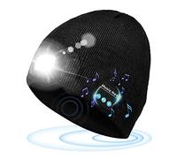 Gifts for Men, Bluetooth Beanie Hat with Light Upgraded V5.0 Bluetooth Hat with Torch Built in for Winter Running Wireless Music Beanie USB Rechargeable Gifts Stocking Fillers for Men Black