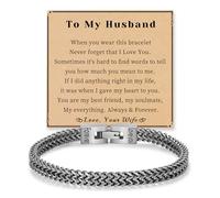 Gifts for Men Cuban Link Chain Bracelet Love You Forever Birthday Christmas Gifts for Boyfriend Son Grandson Husband Brother Dad Stocking Stuffers, 6.5 UK, Metal, 1
