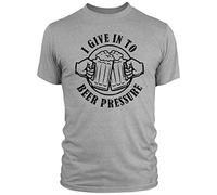 Gifts for Men who Drink - I Give in to Beer Pressure T Shirt - Public House Ale Drinkers, Medium - Mens, Sport Grey