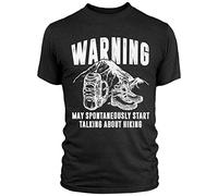 Gifts for Men Who Hike - Warning May Spontaneously Start Talking About Hiking T Shirt - Rambler Walking Present, S, Black