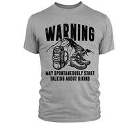 Gifts for Men Who Hike - Warning May Spontaneously Start Talking About Hiking T Shirt - Rambler Walking Present, L, Sport Grey