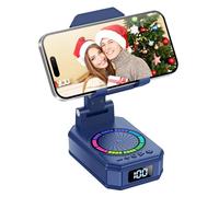 Gifts for Men Women, Phone Stand with Bluetooth Speaker, Anti-Slip Base, 4-in-1 Design with RGB, Foldable Phone Charger Stand with Wireless Speaker, Tech Gadget Stocking Fillers for Dad Mom, Blue