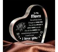 Gifts for Mom, Creative Birthday Gifts for Mom, Cool Mother's Day Gifts for Mom from Son and Daughter, New Mom Single Mom Thanksgiving Acrylic Plaque Sign Heart Keepsake Home Decor 4.7x4.7in