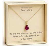 Gifts for Mom Gold Plated over 925 Sterling Silver Necklace for Women - Mom Necklace for Mothers, Ruby Pendant - July Birthstone