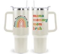 Gifts for Mom Mama Mommy Mom Bruh 40 oz Tumbler with Handle Coffee Mug Drinking Cup Mothers Day Birthday Christmas Gifts from Daughter Son
