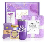 Gifts for Mom, Mothers Day Mom Gifts from Daughters Lavender Relaxing Gift Basket with Luxury Flannel Blanket Care Package, Unique Self Care Get Well Soon Gift, Birthday Gift for Women