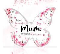 Gifts for Mum - Acrylic Beautiful Butterfly Plaque Present for Mum, Best Mum Gifts from Daughter Son, Mummy Gifts Ideal for Birthday, Mother's Day, Personalised Presents for New Mum to be, Step Mum