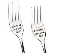 Gifts for Mum and Dad Dinner Forks, Stainless Steel Forks Pack of 2 Set, Funny Anniversary Wedding Gifts, Birthday Christmas Valentines Day Mothers Day Gifts for Parents
