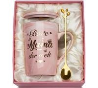 Gifts for Mum, Best Mum in the World Mug, Christmas Gifts for Mum, Birthday Gift for Mum, Idea Mother Gift, 14 oz Marble Mother Mug with Gold Print, Lid Spoon, Gift Box