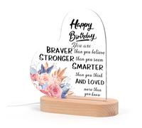 Gifts for Mum, Birthday Gifts Acrylic Night Light Gifts Personalized Birthday Gfts for Women Light Up, Acrylic Plaque with Wooden Base Birthday Presents for Friends Family Colleague Kids Decoration