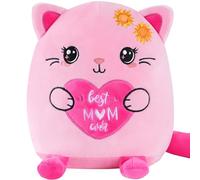 Gifts for Mum from Daughter Son, 8-Inch Pink Cat Soft Stuffed Animal with Heart, Best Mum Ever Plush Toy for Mother Birthday Christmas or Mother’s Day, Cute Present for Wife Grandma or New Mom