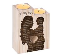 Gifts for Mum from Son,Wood Candlestick Candle,Birthday Gifts for Stepmum Grandma,Presents for Mum on Christmas Anniversary