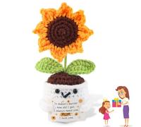Gifts for Mum Handmade Positive Emotional Support Crochet, Handmade Positive Sunflower Doll Crochet with Card, I Love You, Mum Gift from Daughter Son, Crafts Presents for Mom,New Mums,Mother in Law