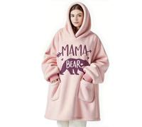 Gifts for Mum, Mama Bear Wearable Blanket Hoodie (Pink)