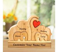 Gifts for Mum Personalized Wooden Bear Puzzle with 2-7 Name Custom Wooden Puzzles Personalised Birthday Gifts for Mum Dad Grandad Grandma Mother’s Day, (Style C)