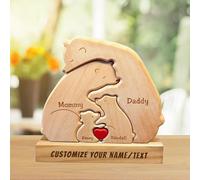 Gifts for Mum Personalized Wooden Bear Puzzle with 2-7 Name Custom Wooden Puzzles Personalised Birthday Gifts for Mum Dad Grandad Grandma Mother’s Day, (Style B)