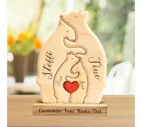 Gifts for Mum Personalized Wooden Bear Puzzle with 2-7 Name Custom Wooden Puzzles Personalised Birthday Gifts for Mum Dad Grandad Grandma Mother’s Day, (Style A)