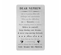 Gifts for Nephew - You Make Me Proud Engraved Metal Wallet Card - Nephew Birthday Graduation Christmas Card from Aunt Uncle