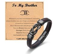 Gifts for New Dad Grandpa Uncle Bonus Son Grandson Brother Nephew Friends, Braided Leather Bracelet, Fathers Day Birthday Valentines Christmas Graduation Gifts for Men Boys, 8.3 inches (21 cm