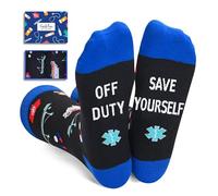 Gifts for Nurse Doctor EMT - Funny Nurse Doctor Paramedic Vet Tech Optometrist Gift Socks, Emt Black, Medium