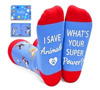 Gifts for Nurse Doctor EMT - Funny Nurse Doctor Paramedic Vet Tech Optometrist Gift Socks, I Save Animals Whats Your Super Power, Medium