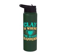 Gifts for Pottery Makers Clay Magic Happens Pottery Stainless Steel Insulated Water Bottle