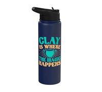 Gifts for Pottery Makers Clay Magic Happens Pottery Stainless Steel Insulated Water Bottle