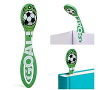 Gifts for Readers & Writers Book Light, Clip On Reading Light for Bed, 2in1 Flexilight & Bookmark, Small & Lightweight with a Soft Glow, 2 Batteries Included, Soccer
