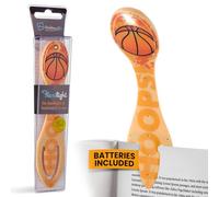 Gifts for Readers & Writers Book Light, Clip On Reading Light for Bed, 2in1 Flexilight & Bookmark, Small & Lightweight with a Soft Glow, 2 Batteries Included, Basketball