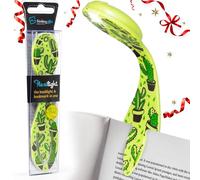 Gifts for Readers & Writers Book Light, Clip On Reading Light for Bed, 2in1 Flexilight & Bookmark, Small & Lightweight with a Soft Glow, 2 Batteries Included, Cactus
