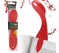 Gifts for Readers & Writers Book Light, Clip On Reading Light for Bed, 2in1 Flexilight & Bookmark, Small & Lightweight with a Soft Glow, 2 Batteries Included, Red