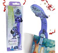 Gifts for Readers & Writers Book Light for Kids, Clip On Reading Light for Bed, 2in1 Flexilight Pals & Bookmark, Small & Lightweight with a Soft Glow, 2 Batteries Included, Robot Purple