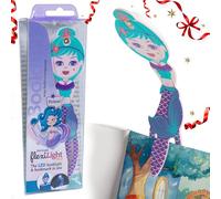 Gifts for Readers & Writers Book Light for Kids, Clip On Reading Light for Bed, 2in1 Flexilight Pals & Bookmark, Small & Lightweight with a Soft Glow, 2 Batteries Included, Mermaid Purple