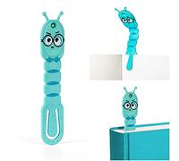 Gifts for Readers & Writers Bookmark Reading Light Bookworm Teal - 2in1 Clip On Bookmark Kids Book Light for Reading Night in Bed, Travel Cute Book Lights, Flexible 8 Lumen LED Lights