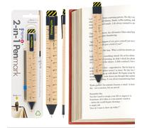 Gifts for Readers & Writers Pen Bookmark, Page Marker & Flat Writing Pen for Journal Notebook & Planner, Penmark Reading Accessory for Making Book Annotations, Ruler