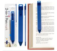 Gifts for Readers & Writers Penmark 2-in-1 Blue Bookmark Pen, 3.8mm Slim & Flat Pen Book Marks for Reading Kids with 2 Pcs Refills, Page Marker Books Accessories , Cute Bookmarks Pens For Writing