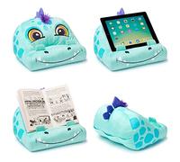 Gifts for Readers & Writers Tablet & Book Stand for Kids, Soft Reading Pillow, Book Holder with Pockets for Storage, Suitable for eReader/iPad/Kindle or Galaxy devices, Cuddly Reader Dinosaur
