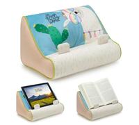 Gifts for Readers & Writers Tablet & Book Stand, Soft Reading Pillow, Book Holder with Pockets for Storage, Suitable for eReader/iPad/Kindle or Galaxy devices, Book Couch Llama/Cactus