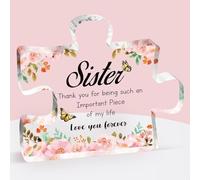 Gifts for Sister - Acrylic Block Puzzle Plaque Sign, Touching Sayings Gifts for Sister, 3.94×3.39 inch