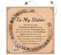Gifts for Sister, Healing Natural Stone Bracelets for Her Women, A Heartfelt Present for Birthday Christmas Valentine Day Graduation Mothers Day, One size, Metal, no gemstone