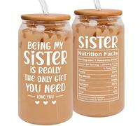 Gifts for Sister - Sister Gifts from Sister, Brother - Birthday Gifts for Sister, Sister Birthday Gifts from Sister - Funny Gifts for Sister - Valentines Gifts for Sister Women - 16 Oz Can Glass
